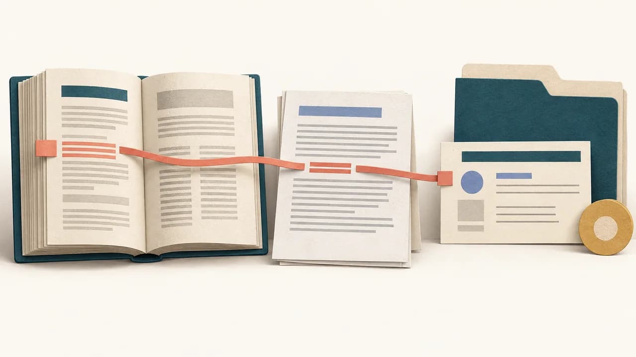 Um dispositivo específico de um ato oficial se conecta a uma chamada no texto e à referência completa no fim do manuscrito.
