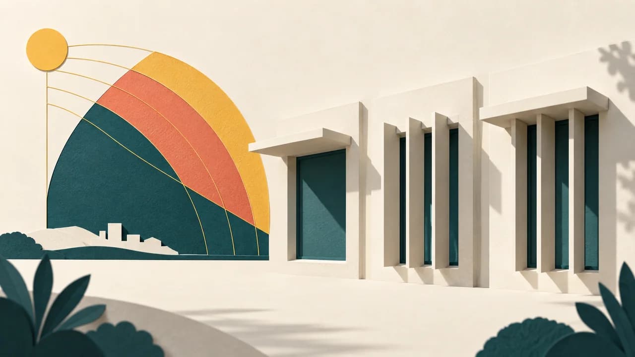Regiões solares admitidas e bloqueadas se relacionam a beiral, aletas e uma abertura real.
