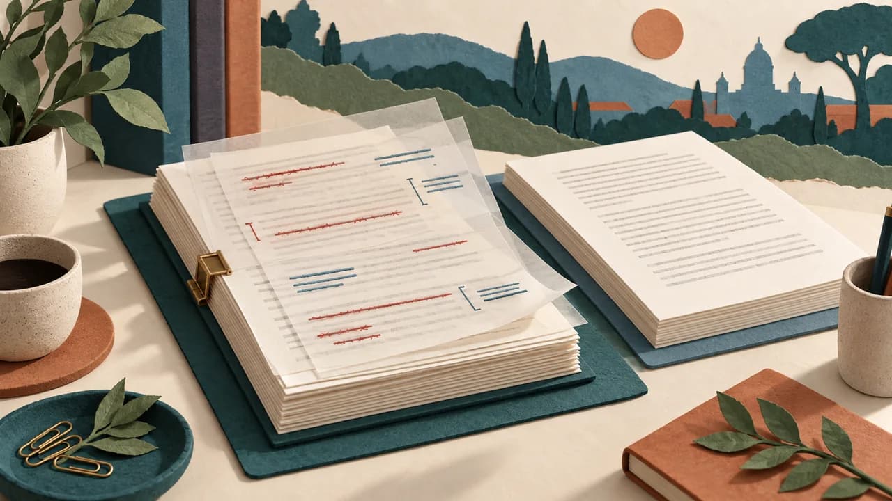 Um manuscrito de TCC recebe sugestões visíveis sem substituir a cópia-base